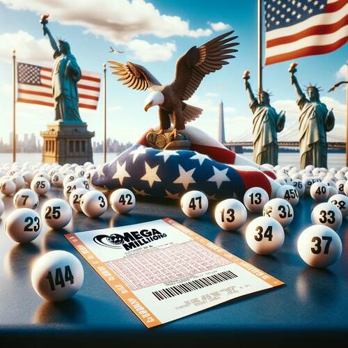 mega millions lotto and us symbols on background